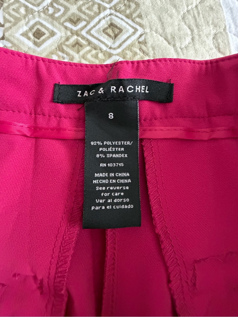 Zac & Rachel Bright Fuchsia Straight Leg Dress Pants - Picture 3 of 5
